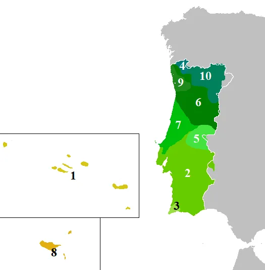 Map of Portuguese language dialects