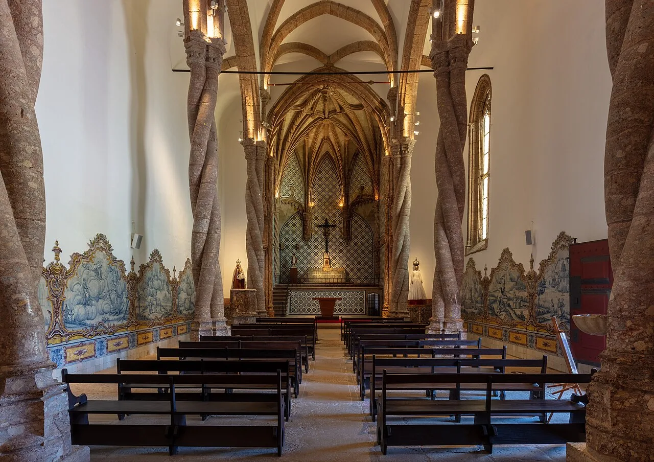 Interior of the Monastery of Jesus with Manueline twisted columns